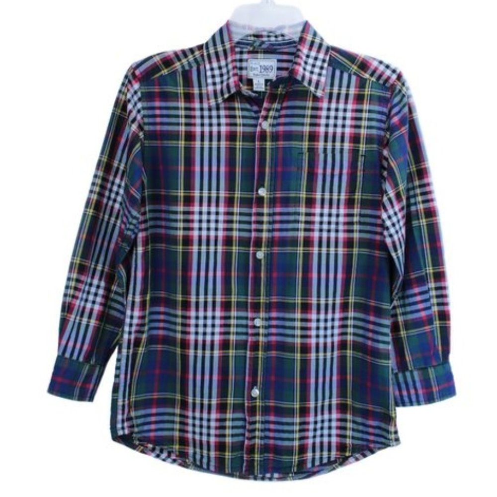 Plaid Shirt Multicolor Button Down Long Sleeves